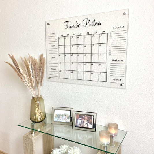 SORTINIZE acrylkalender met personaliseerbare velden. 